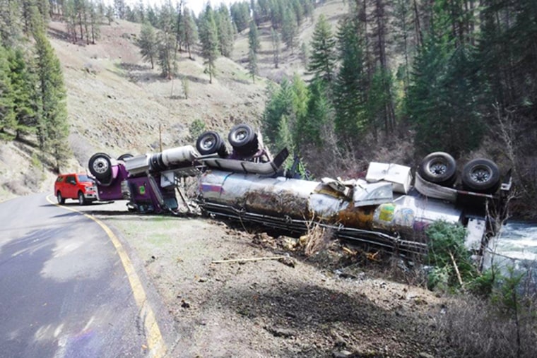 Overturned truck.